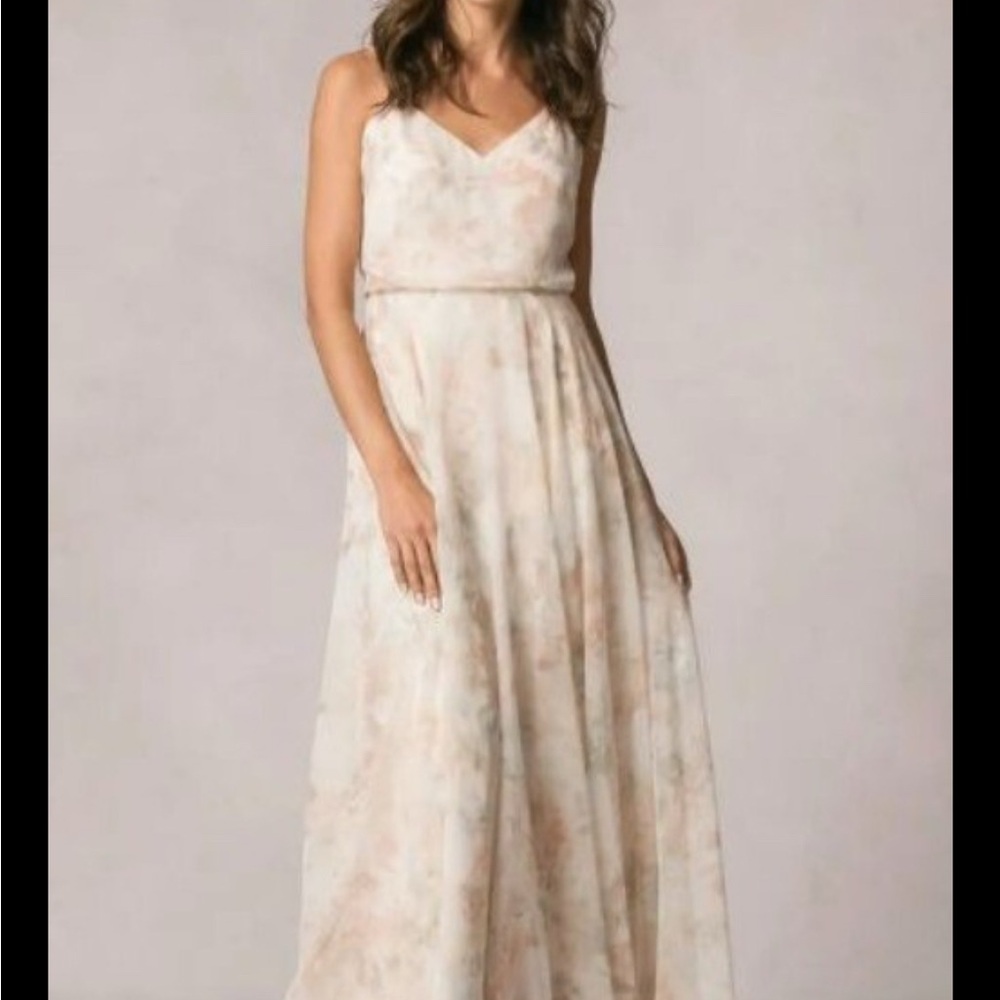 Jenny Yoo Inesse Floral Watercolor Maxi Dress